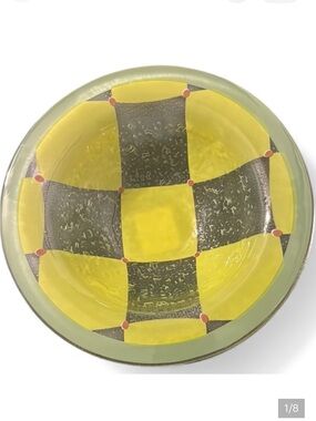 Villeroy & Boch Yellow and Clear Checkered Glass Bowl